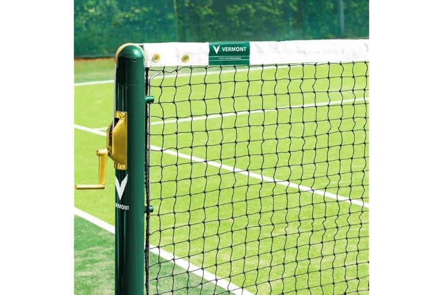 Vermont 42ft Doubles Tennis Net | 2mm Twisted HDPE Netting with Quad-Stitched Vinyl Headband – Rot-Proof & UV-Treated – ITF Regulation Net for Tennis Courts