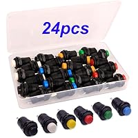 Gebildet 24pcs 12mm Latching Verriegeln Druckknopfschalter, SPST EIN-AUS AC 250V/1.5A 125V/3A, Plastik DIY Einrasten…