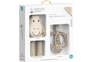Matchstick Monkey, Starter Set Baby Dentizione Giocattolo Stimola e Massaggia Gengive Dolenti, 3 Mesi In Più, Giraffa