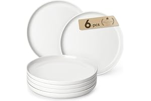 MALACASA Dinner Plates Set, 10.25 Inch Scratch-Resistant Ceramic Side Plate Set of 6, Round Dinnerware for Dessert/Pasta/Main Course, Dishwasher and Microwave Safe, Ivory White