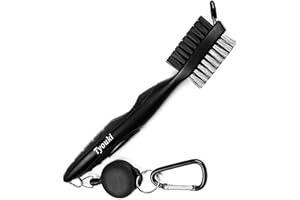 Tyouki Golf Brush with Groove Cleaner, Nylon & Steel Golf Club Brush Portable Golf Clean Tool with Adjustable Aluminum Carabiner for hanging on golf bag, Lightweight, Ergonomic Design