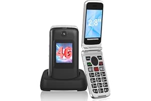 CHAKEYAKE 4G Seniorenhandy Ohne Vertrag, Dual SIM Klapphandy Seniorentelefon mit Groüe Tasten, 2.8" Groüe Bildschirm, Flip Phone Senioren Handy mit SOS Notruftaste, Kurzwahl, Ladestation (Schwarz)
