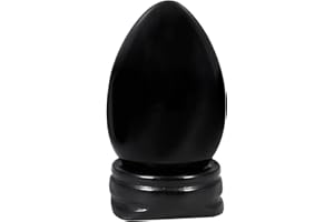 Amogeeli Black Obsidian Crystal Egg Sphere Stone Stand Healing Crystals Stones for Home Decor Meditation Reiki