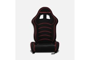 M MODAUTO MODAUTO Asiento Deportivo Coche,Semibaquet Ajustable,de Tela,Adaptable para Coches,Ríeles incluidos,Conductor y Pasajero, para Coche y Simulador de Conducción,Modelo M-N190L,Negro Logo