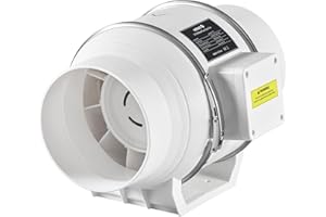 OMTech 6 Inch 150 mm Inline Duct Fan, 318 cfm Air Duct Fan with Quiet 75W AC Motor, Low Noise Duct Booster Fan for Fume Extraction, HVAC Ventilation Exhaust Fan for Grow Tent Basement Bathroom Kitchen