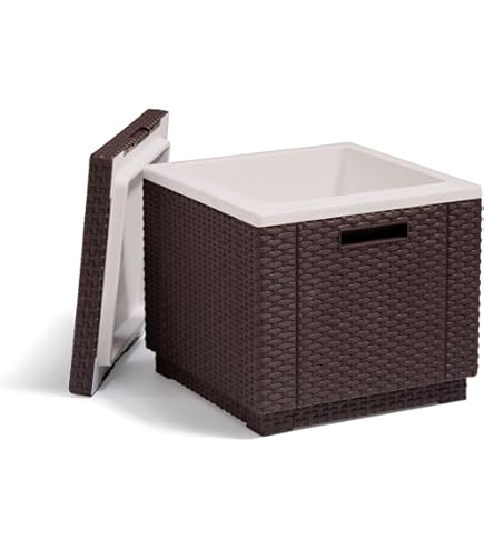 Allibert by Keter Daytona Deluxe, zonneligstoel voor tuin, terras en balkon, met verstelbaar hoofdeinde, bruin, incl. kussen, tuinligstoel van kunststof, platte rotanlook, 195 x 65 x 25,5 cm
