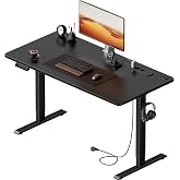 HLFURNIEU Electric Lift Desk with Sockets 120 x 60 cm, Black | Lift-Up Desk Table with USB Ports, Height Adjustable Table wit