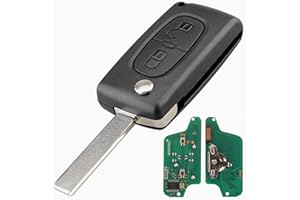 LMD Clé Télécommande électronique Vierge à Programmer 2 Boutons Compatible avec Peugeot 107/207/307/308 SW/407/807/3008/5008/Partner CE0523 sans L'emplacement de Pile Lame Vierge rainurée HU83