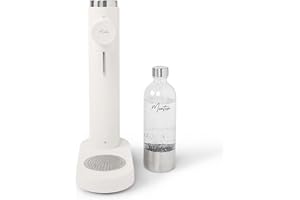 Machine à eau pétillante MonTen Soda - Machine à eau gazeuse blanche mate - Bouteille d'eau de 900 ml incluse - Fabriquée en acier inoxydable - Compatible avec les cylindres de CO2 Sodastream à visser