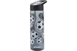 Smash Sipper Water Bottle with Straw 700ml - Football, Black