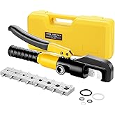 TEENO Hydraulic Crimping Tool with 9 Hex Dies,Range 12 AWG-2/0 AWG,12mm Stroke 10T,4-70mm²,for Cable lugs Hydraulic Crimping 