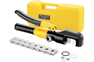 TEENO Hydraulic Crimping Tool with 9 Hex Dies,Range 12 AWG-2/0 AWG,12mm Stroke 10T,4-70mm²,for Cable Lugs Hydraulic Crimping Crimper Wire Terminal Lug Tool