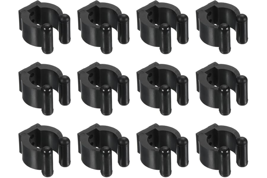 PATIKIL 17mm Dia Billiards Cue Locating Clip Holder, 12 Pack Plastic Snooker Clip for Fishing Rod Pool Cue Rack Storage, Black