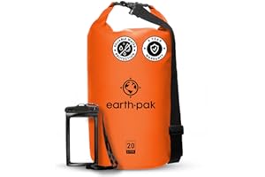 Earth Pak Borsa impermeabile Roll Top Dry Compression Sack mantiene l’attrezzatura asciutta per kayak, spiaggia, rafting e canottaggio, trekking, campeggio e pesca con custodia impermeabile per telefono