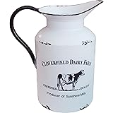 CVHOMEDECO. Primitive - Bote de leche de lata con asa, diseño rústico, para decoración del hogar y el jardín, color blanco vi