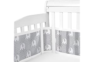 GoGou Cot Bumper,Baby Cot Bumpers for Cot Bed,Breathable Cot Bumper 3D Anti-Airflow Mesh with 4 Sides Anti-Collision