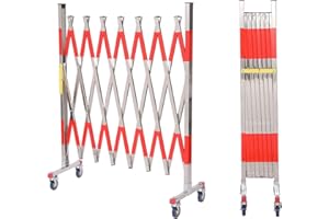 OXBZKMY Barrière de chantier, Barrière Métallique Ciseaux Extensible pour Contrôle de Foules, Poteau de Guidage Aciers Inoxydables, Attention Grille industrielle avec Roues Universelles Verrouillables