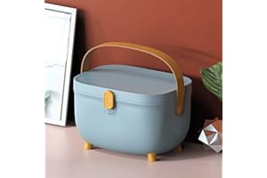 Domigard Medicine Storage Box, 10L First Aid Storage Box, Family Emergency Kit with Handle, Double Layer Lockable Medicine Box, Medicine Cabinet Organizer for Home School(Blue)