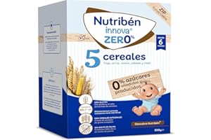 Nutribén innova ZERO 0% 5 Cereales, 500g, Trigo, Arroz, Avena, Cebada y Maiz, Bebés a Partir de 6 Meses, 0% Azúcares Añadidos y producidos, Cereales Integrales