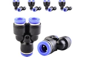 ANGEEK 10 Stück 8-6mm 3 Wege Y-Verbinder mit variablem Durchmesser, pneumatische Steckverbindung, 3 Wege Kunststoff Schnellspanner,Push to Connect Fittings, Luftleitungsadapter
