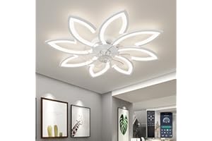ycwdcz Deckenventilator mit Beleuchtung und Fernbedienung App, Lampe mit Ventilator Leise, Blume Modernes Design, Dimmbar, Speicherfunktion, DC Motor, Sommer Winterbetrieb Reversibel, Weiß