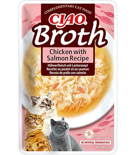Friandises INABA Ciao Pour Chats - En Bouillon Riche En Protéines - Faibles Calories, Sans Céréales - 40g (10 Sachets)