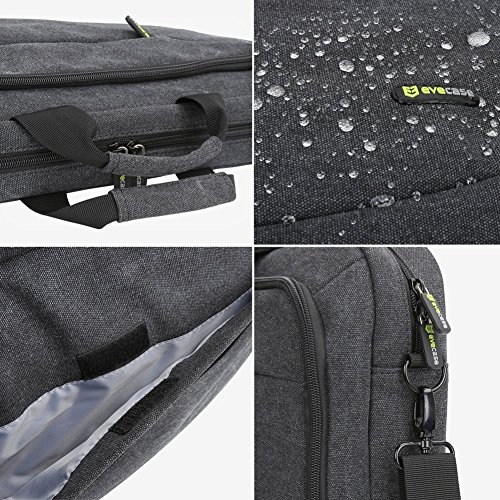 Notebooktasche 13.3, Evecase Universal Canvas Laptop Schutzhülle Aktentasche mit Zubehörfächer, Lasche für Trolleybefestigung für Notebook MacBook Ultrabook Tablet bis 13.3 Zoll – Cooper Grau - 5