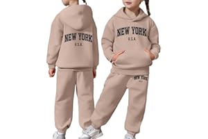 DFEK Tracksuit Full Set Boys Girls with Kangaroo Pocket On Hoodie and Joggers, Kids 2 Piece Sweatpants Bottom Jogging Pants Athletic Wear for School and Casual Activities Age 8-13
