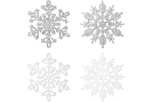 SPRINLOT 36pcs Copo de Nieve Navidad, Copo de Nieve Plástico Colgante Decoración, Adornos Arbol Navidad Copo de Nieve, Copo de Nieve Brillante, Adorno Colgante para Navideño Hogar Ventana
