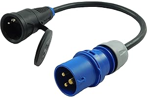 NW POWERSOLUTIONS NWP Adapter CEE Stecker 230V 16A auf Schuko Kupplung - 3x2,5mm² Gummischlauchleitung - IP44 - Für Camping, Caravan, Boot, Märkte, Außenbereich
