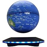 woodlev Maglev Magnetic Levitation Levitron Floating Rotating Wireless Transmission Touch Control Three Gears 6" Blue Globe B