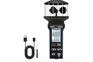 Anemómetro Digital Medidor de Caudal de Aire, AIOMEST Mano Medidor Viento 360 ° Wind Sensor, ​​Medir Velocidad del Viento​ Caudal Aire m³/min para Climatización Flujo Aire, Exteriore