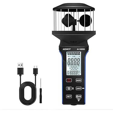 PM6252A Digitale windsnelheidsmeter Luchtvolume-anemometer met LCD-achtergrondverlichting voor het verzamelen van weergegevens Buiten Zeilen Surfen Vissen
