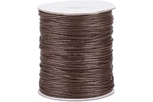 Craftdady Cuerda trenzada encerada de 100 yardas de 1.5 mm de cuero sintético con carrete para hacer collares, pulseras, joyas, color marrón