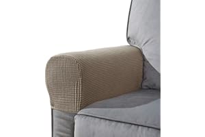 NEKOSUKI Arm Rest Covers Set, Set of 2 Stretch Armchair Covers for Arms, Spandex Polyester Sofa Arm Caps Non Slip Armrest Covers for Chairs Furniture Protector (Sand)
