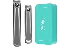 Mr.do Nail Clippers Set for Men Women Thick Nails Ultra Sharp and Smooth Cut Sturdy Professional Fingernail Toenail Stainless Steel Large and Small Clipper Cutters with Tin Case Gray