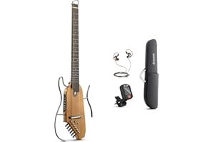 Donner HUSH-I Guitar For Travel - Portable Ultra-Light and Quiet Performance Headless Acoustic-Electric Guitar, Maple Body with Removable Frames, Gig Bag, and Accessories