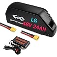 Ebike battery 48V 52V 24AH 25AH for Max 48v 52v 1500W Motor, (LG/SamsungCell) Long Range Lithium electric bike battery with charger (48V 24AH/LG)