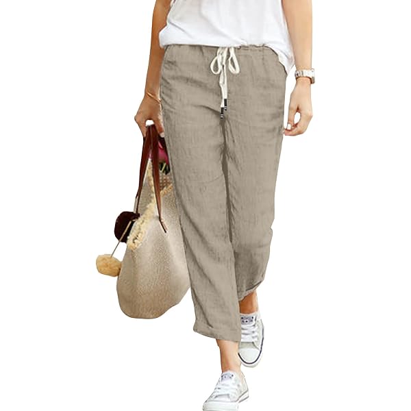 Damen Jogginghose 7/8 Länge – Leichte Sommerhose Aus Baumwolle – Mit Tunnelzug, Weitem Bein & Taschen