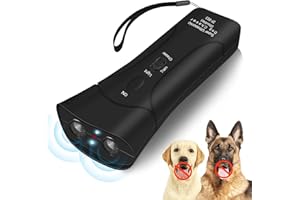 YurDoca Handheld Dog Repellent Trainer, 3 in 1 Anti Barking Device with LED Flashlight, Ultrasonic Dog Deterrent and Bark Stopper Dog Trainer Devices - Training Tool/Stop Barking (Black)