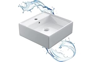 Starbath Plus - Lavabo en céramique blanche - Forme rectangulaire - Avec trou pour robinet - Dimensions 40 x 40 x 15 cm - Idéal pour les comptoirs de salle de bains et les meubles sous-vasques
