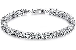 Epoch World Srebrna bransoletka tenisowa dla kobiet z cyrkonią sześcienną, diamentowa bransoletka, srebrna bransoletka dostarczana w pudełku prezentowym