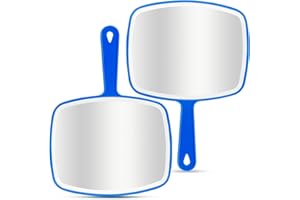 DVHOK Lot de 2 Miroir à Main, avec Poignée et Trou de Suspension, Miroir de Coiffure de Salon, Bleu 19 x 26 cm
