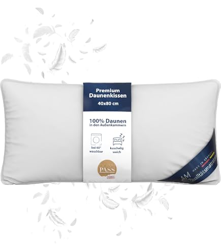 Betten Hofmann Daunenkissen 40x40 Cm – 150 G Daunen, Waschbar, Kuschelweich Für Erholsamen Schlaf