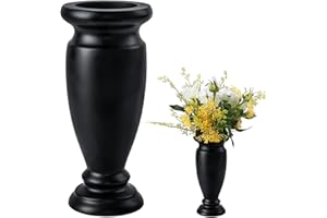 SIFOEL Vase de cimetière en résine pour table de maison, fleurs artificielles ou fraîches, décoration de cimetière (1 pièce, noir) - Fleur non incluse, pas de trou de drainage