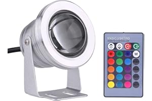 Keenso Faretto LED, 12V 10W IP65 Faretto colorato RGB Lampada LED antipioggia con telecomando