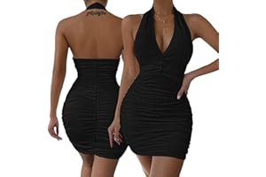 Hanaoops Vestito Donna Sexy Nero Aderente Mini Abito da Sera Senza Maniche Estate Schiena Scoperta Corto Tubino Elegante Casual Miniabito da Discoteca Cocktail