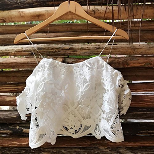 Weste Tops Frauen, lmmvp Sexy Spitze Schulterfrei Bluse Casual Tank Tops T-Shirt - 4