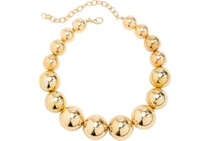 Maxtonser Collier Ras du Cou exagéré pour Femmes, Grosse Boule de Perles, tempérament de Mode, chaîne de clavicule Goth CCB, Bijoux de noël, Cadeau, Or