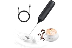 CYIAMJLU Milchaufschäumer, Milchaufschäumer Stab, Rostfreier Stahl mini Handheld Milchaufschäumer, USB - Wiederaufladbar Milchaufschäumer, Geeignet zum Rühren von Kaffee/Cappuccino (Schwarz)